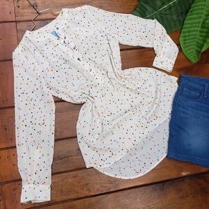 CeCe White Blouse with Colorful Dots